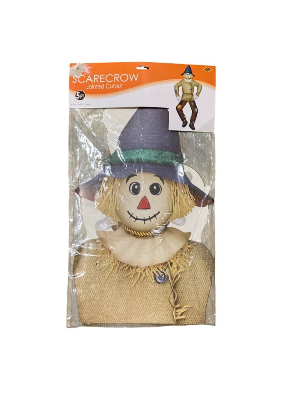 Vintage Beistle 2005 Fully Jointed 5 Ft Fall Halloween Scarecrow Door Wall Decor